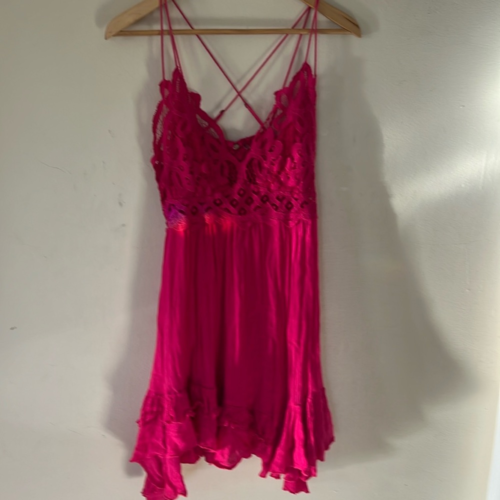 Fuschia Free People One flowy, lacy dress